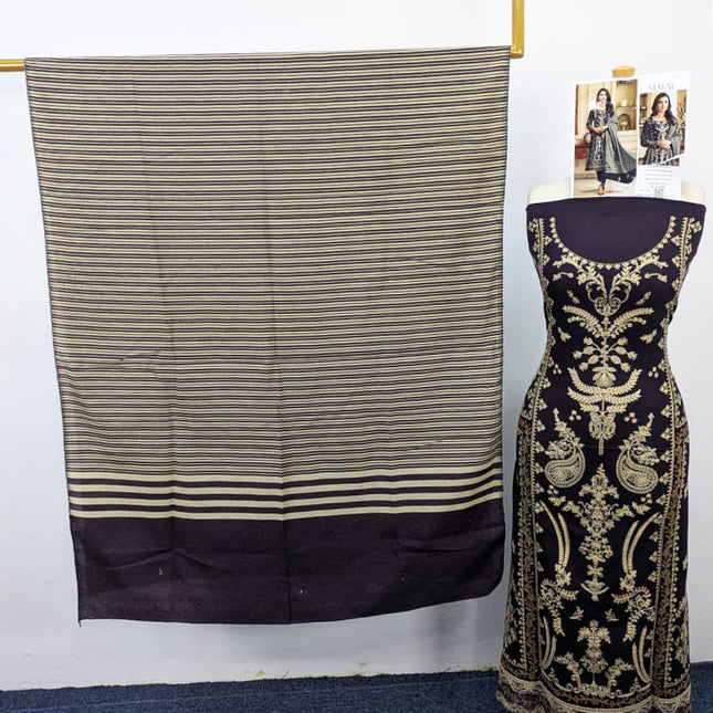 Fancy Embroidered Peach Slub with Wool Pashmina Shawl - Sobia Waseem Vol-2346