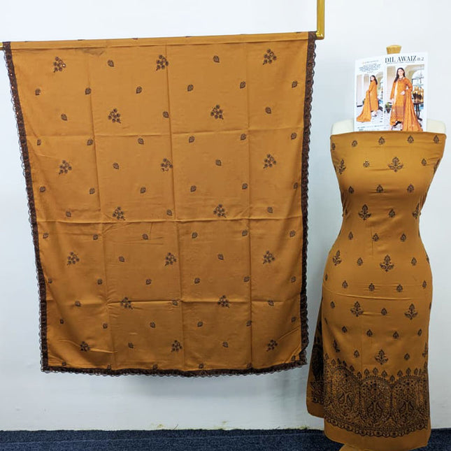 Premium Embroidered Winter Peach 3PC Unstitched - Sobia Waseem Vol-2331