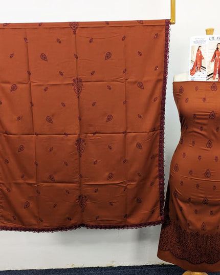 Premium Embroidered Winter Peach 3PC Unstitched - Sobia Waseem Vol-2331