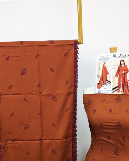 Premium Embroidered Winter Peach 3PC Unstitched - Sobia Waseem Vol-2331