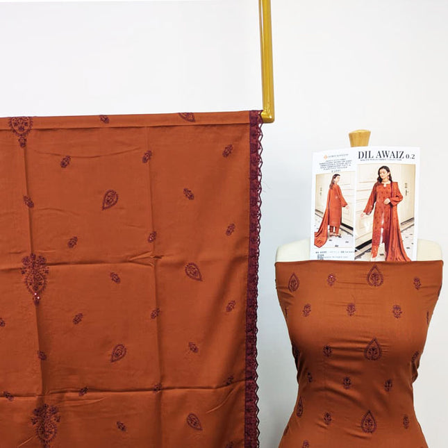 Premium Embroidered Winter Peach 3PC Unstitched - Sobia Waseem Vol-2331