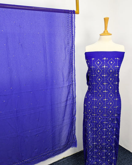 Embroidered Chiffon With Mukesh Work 4 Sided Border Dupatta