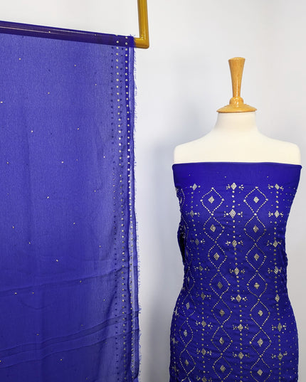 Embroidered Chiffon With Mukesh Work 4 Sided Border Dupatta