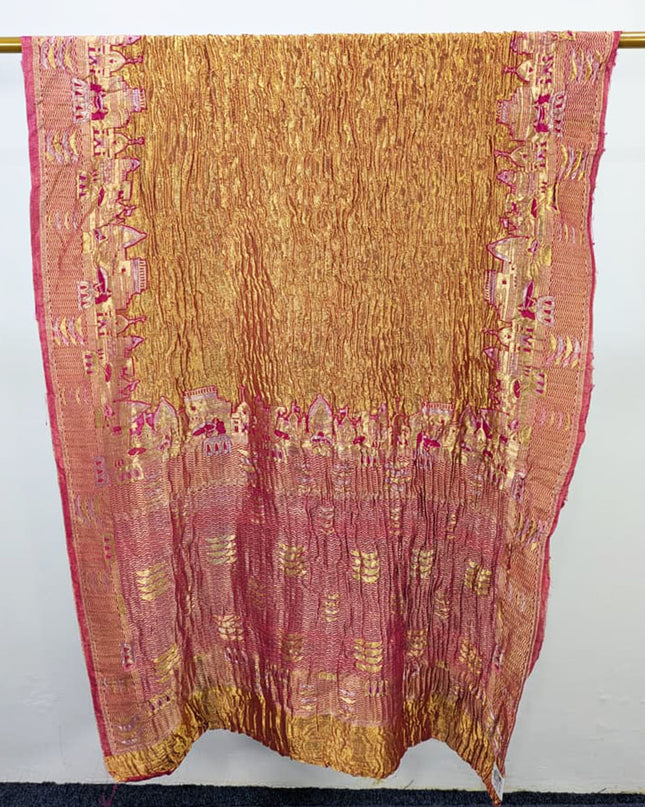 Premium Pure Lama Crush Silk Dyeable Shawl (Ready To Wear)