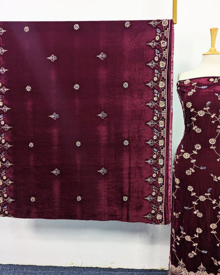 Fancy Velvet with Cut Dana Work 2PC Unstitched