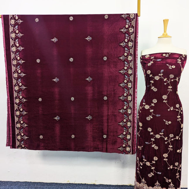Fancy Velvet with Cut Dana Work 2PC Unstitched