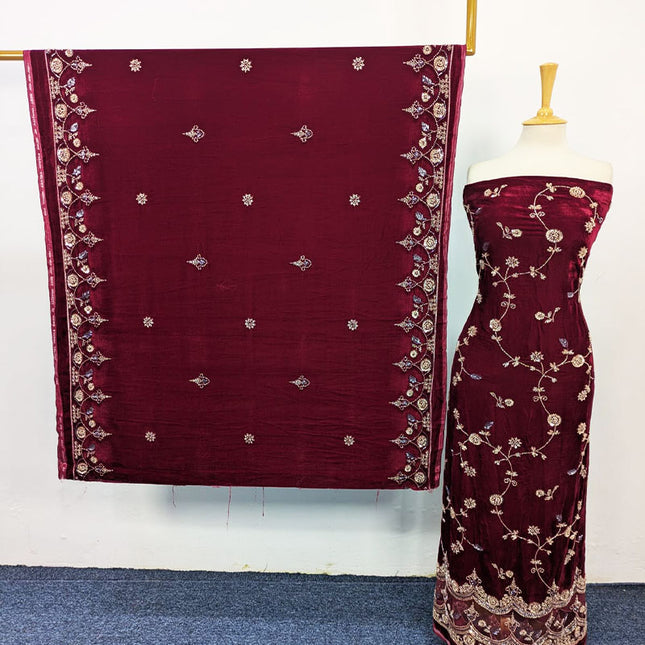 Fancy Velvet with Cut Dana Work 2PC Unstitched