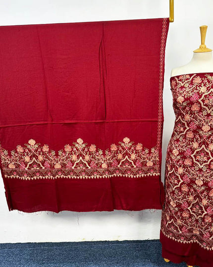 Luxury Embroidered Pure Wool Pashmina 3PC Unstitched