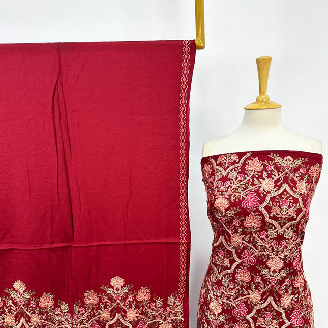 Luxury Embroidered Pure Wool Pashmina 3PC Unstitched