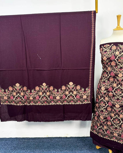 Luxury Embroidered Pure Wool Pashmina 3PC Unstitched
