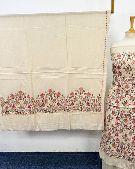 Luxury Embroidered Pure Wool Pashmina 3PC Unstitched