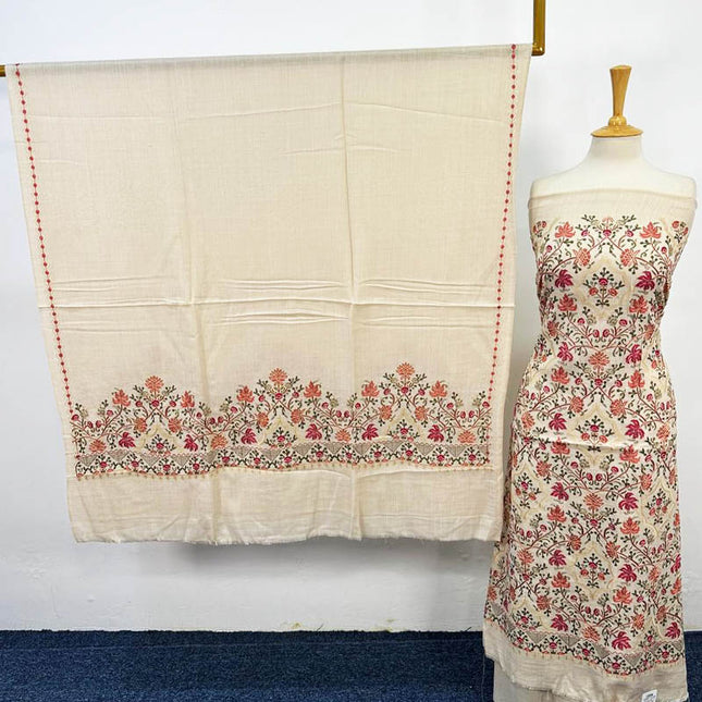 Luxury Embroidered Pure Wool Pashmina 3PC Unstitched