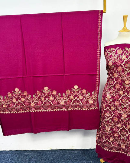 Luxury Embroidered Pure Wool Pashmina 3PC Unstitched