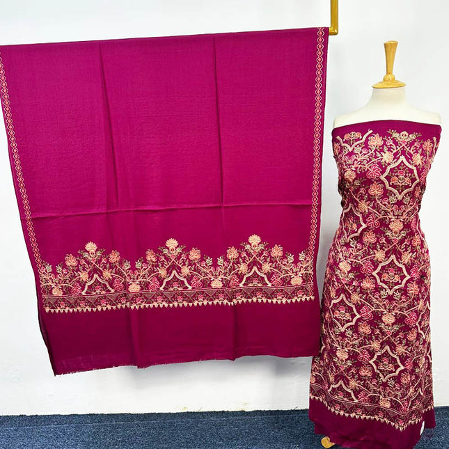 Luxury Embroidered Pure Wool Pashmina 3PC Unstitched