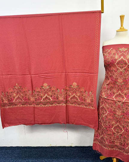 Luxury Embroidered Pure Wool Pashmina 3PC Unstitched