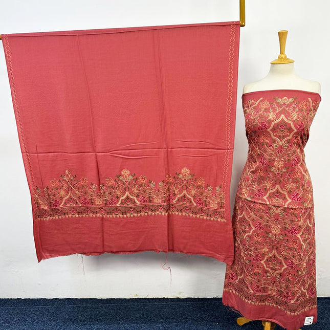 Luxury Embroidered Pure Wool Pashmina 3PC Unstitched