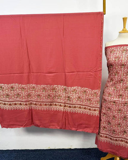 Premium Embroidered Pure Wool Pashmina 3PC Unstitched