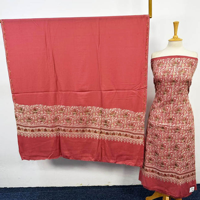 Premium Embroidered Pure Wool Pashmina 3PC Unstitched