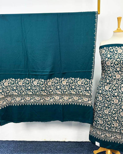 Luxury Embroidered Pure Wool Pashmina 3PC Unstitched