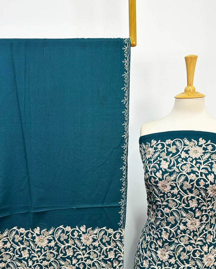 Luxury Embroidered Pure Wool Pashmina 3PC Unstitched