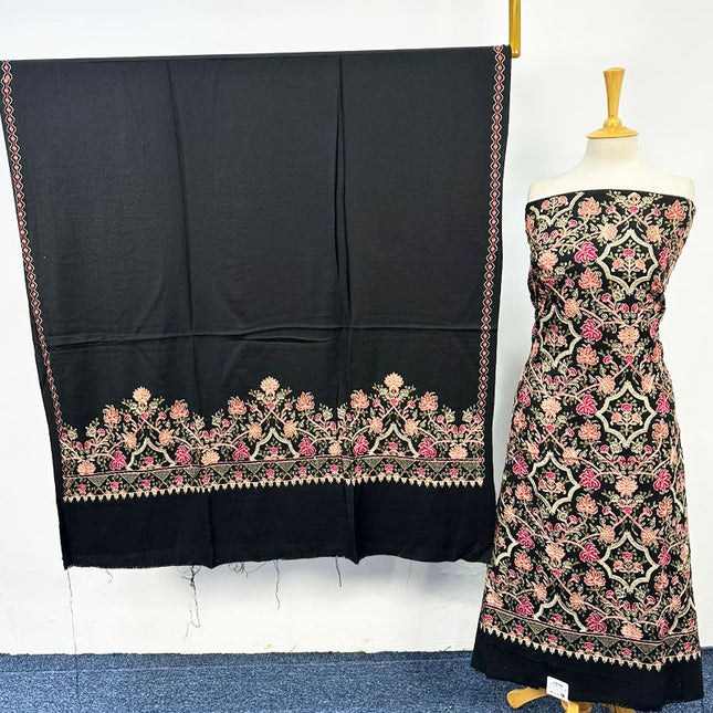 Luxury Embroidered Pure Wool Pashmina 3PC Unstitched