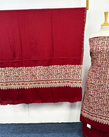 Premium Embroidered Pure Wool Pashmina 3PC Unstitched