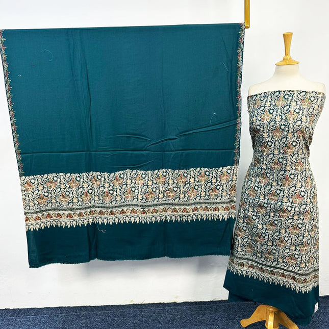 Premium Embroidered Pure Wool Pashmina 3PC Unstitched