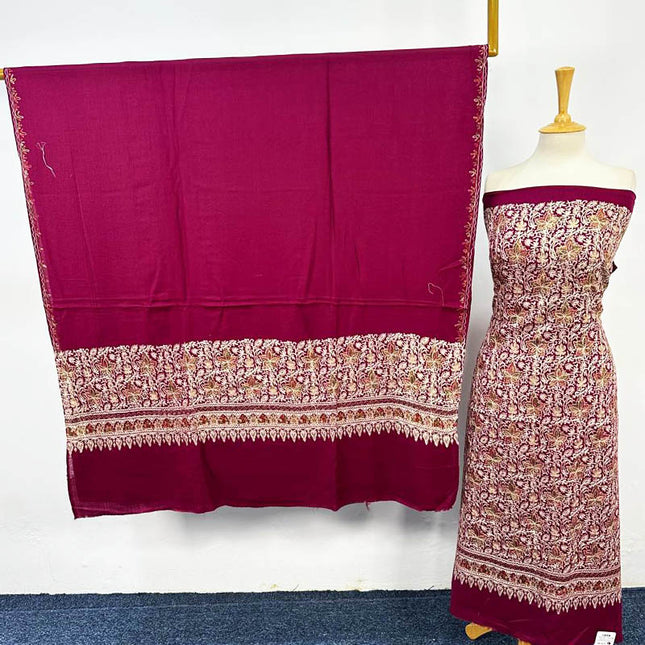 Premium Embroidered Pure Wool Pashmina 3PC Unstitched