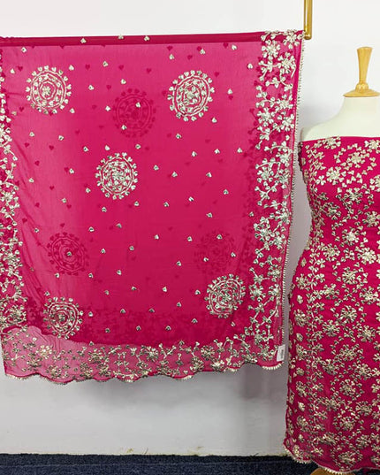 Handmade Chiffon Gotta Work with 4 Sided Border Dupatta 2PC Unstitched