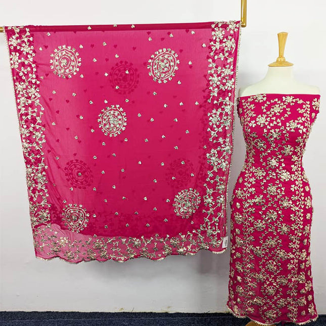 Handmade Chiffon Gotta Work with 4 Sided Border Dupatta 2PC Unstitched
