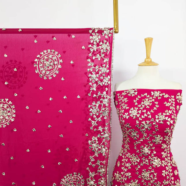 Handmade Chiffon Gotta Work with 4 Sided Border Dupatta 2PC Unstitched