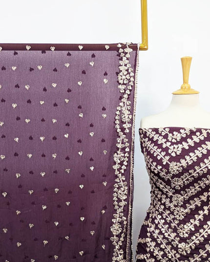 Fancy Handmade Chiffon Full Jaal Gotta Work with 4 Sided Border Dupatta 2PC Unstitched