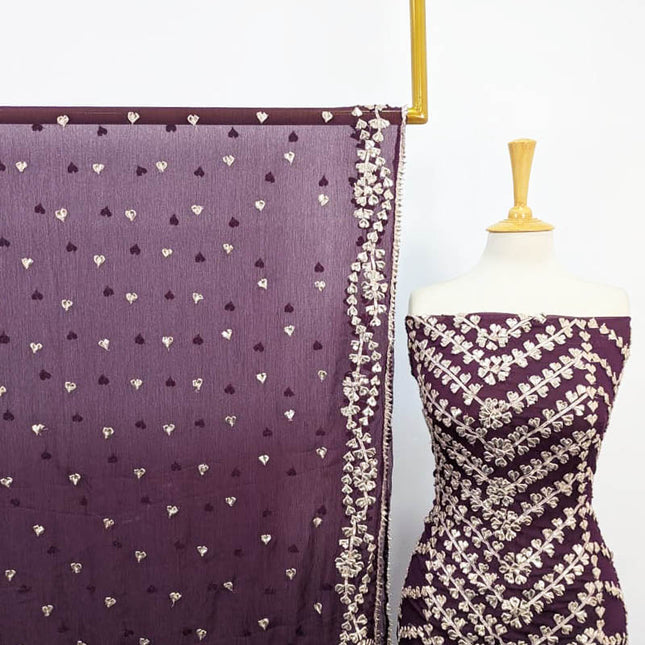 Fancy Handmade Chiffon Full Jaal Gotta Work with 4 Sided Border Dupatta 2PC Unstitched