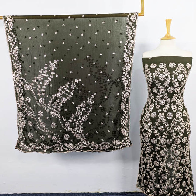 Handmade Chiffon with Full Jaal Gotta Work 2PC Unstitched