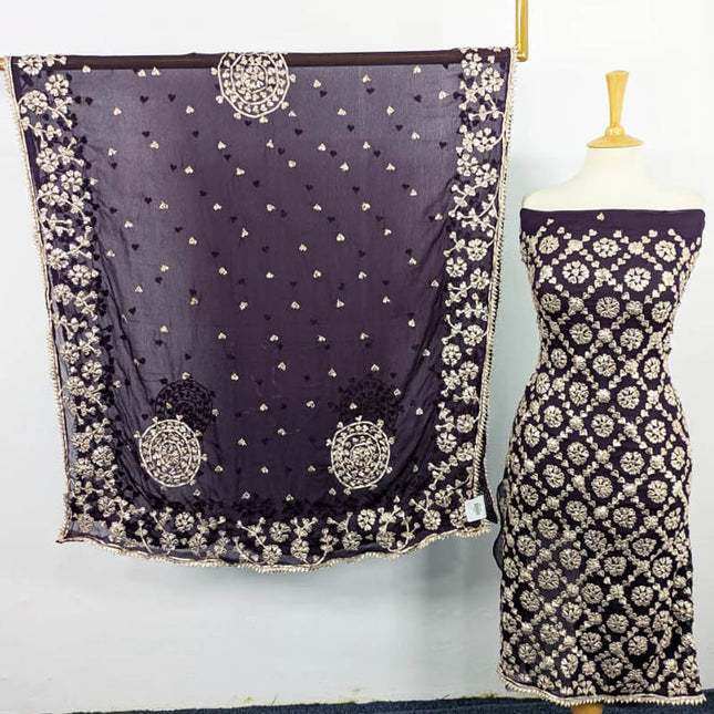 Handmade Chiffon Full Jaal Gotta Work with 4 Sided Border Dupatta 2PC Unstitched