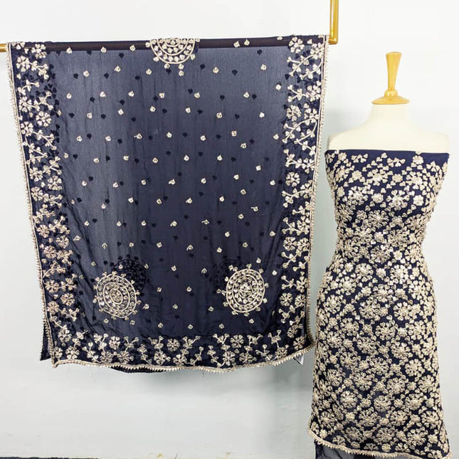 Handmade Chiffon with Full Jaal Gotta Work 2PC Unstitched