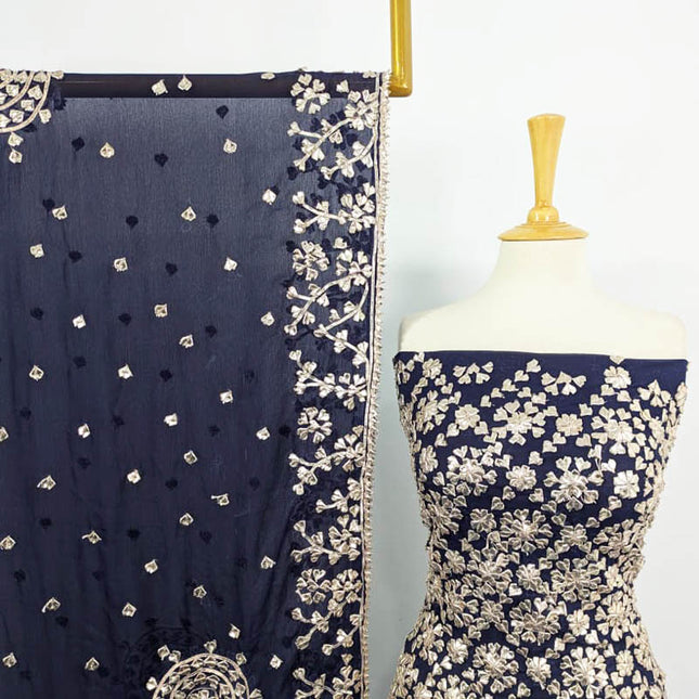 Handmade Chiffon with Full Jaal Gotta Work 2PC Unstitched