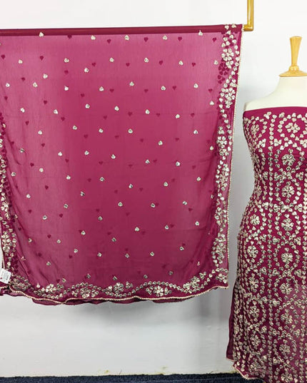 Handmade Chiffon Full Jaal Gotta Work with 4 Sided Border Dupatta 2PC Unstitched