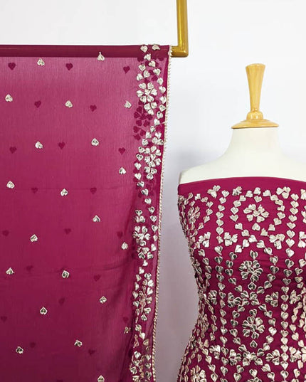 Handmade Chiffon Full Jaal Gotta Work with 4 Sided Border Dupatta 2PC Unstitched