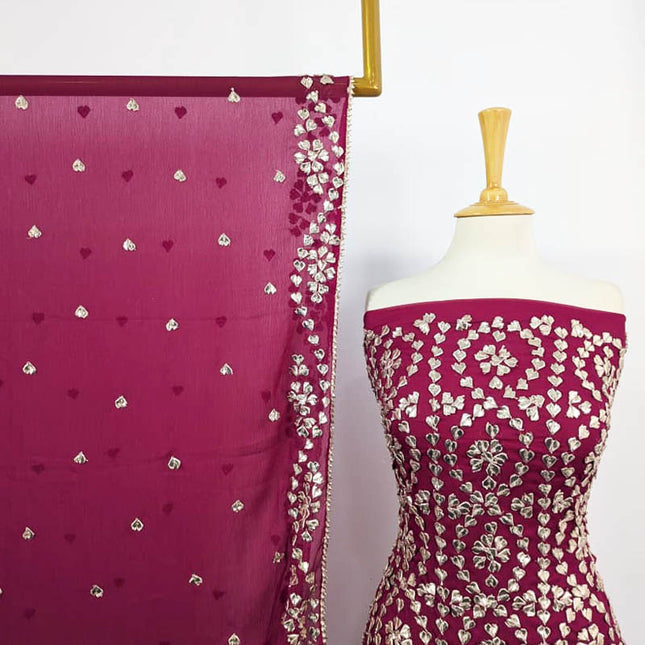 Handmade Chiffon Full Jaal Gotta Work with 4 Sided Border Dupatta 2PC Unstitched