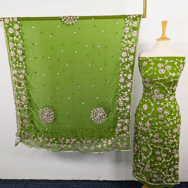 Fancy Handmade Chiffon with Full Jaal Gotta Work 2PC Unstitched