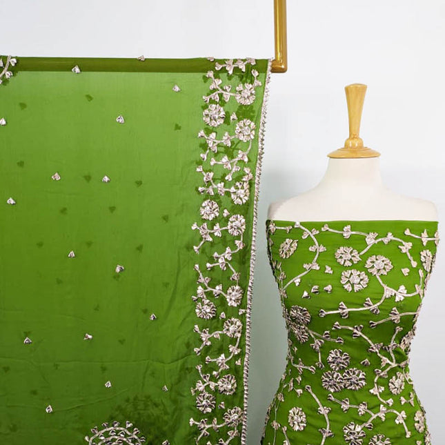 Fancy Handmade Chiffon with Full Jaal Gotta Work 2PC Unstitched