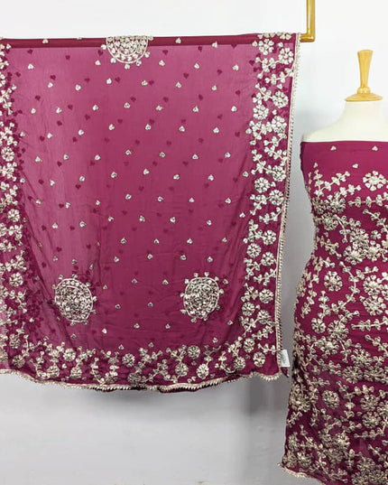 Fancy Chiffon Full Jaal Gotta Work with 4 Sided Border Dupatta 2PC Unstitched