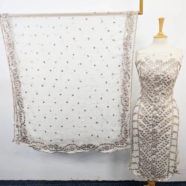 Fancy Handmade Chiffon with Full Jaal Gotta Work 2PC Unstitched