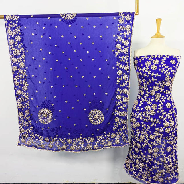 Fancy Chiffon Full Jaal Gotta Work with 4 Sided Border Dupatta 2PC Unstitched