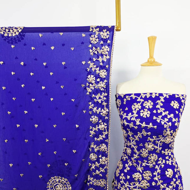 Fancy Chiffon Full Jaal Gotta Work with 4 Sided Border Dupatta 2PC Unstitched