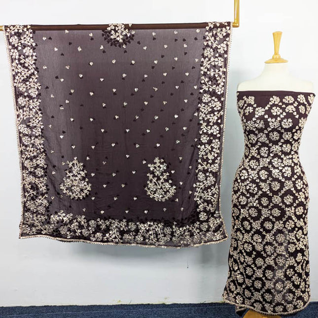 Handmade Chiffon Full Jaal Gotta Work with 4 Sided Border Dupatta 2PC Unstitched