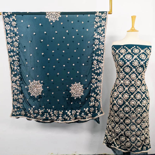 Handmade Chiffon Full Jaal Gotta Work with 4 Sided Border Dupatta 2PC Unstitched