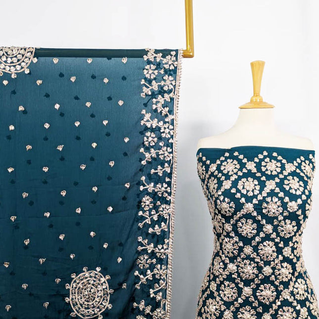 Handmade Chiffon Full Jaal Gotta Work with 4 Sided Border Dupatta 2PC Unstitched