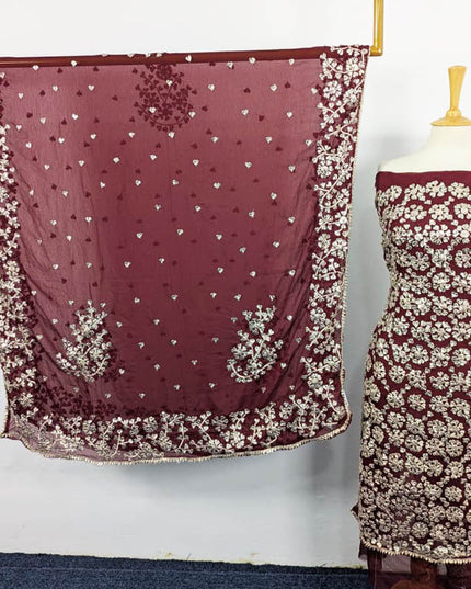 Handmade Chiffon Full Jaal Gotta Work with 4 Sided Border Dupatta 2PC Unstitched